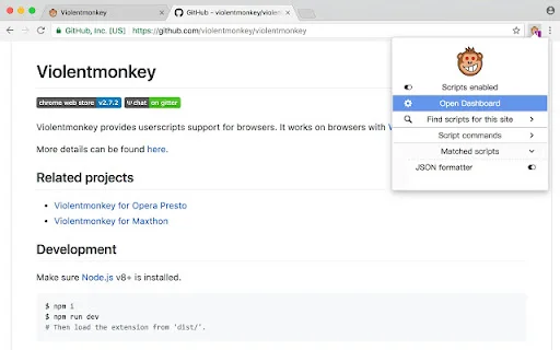I-download ang Violentmonkey: Pinakamahusay na Userscript Manager - Screenshot 2