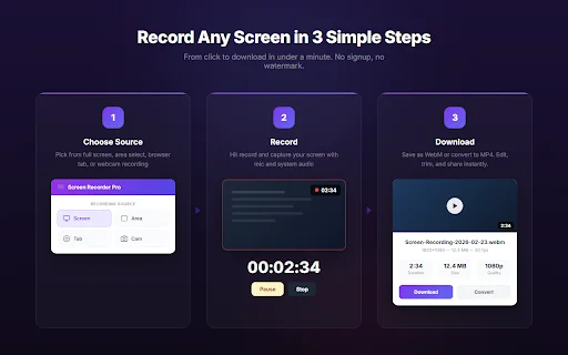 Screen Recorder Pro: Mabilis na Screen Recorder para sa Chrome - Screenshot 5