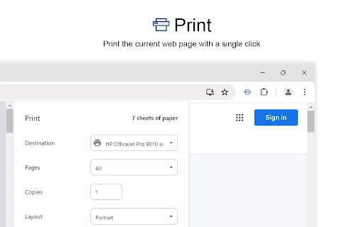 Print for Google Chrome – Mabilis na Pag-print sa Isang Click - Screenshot 1